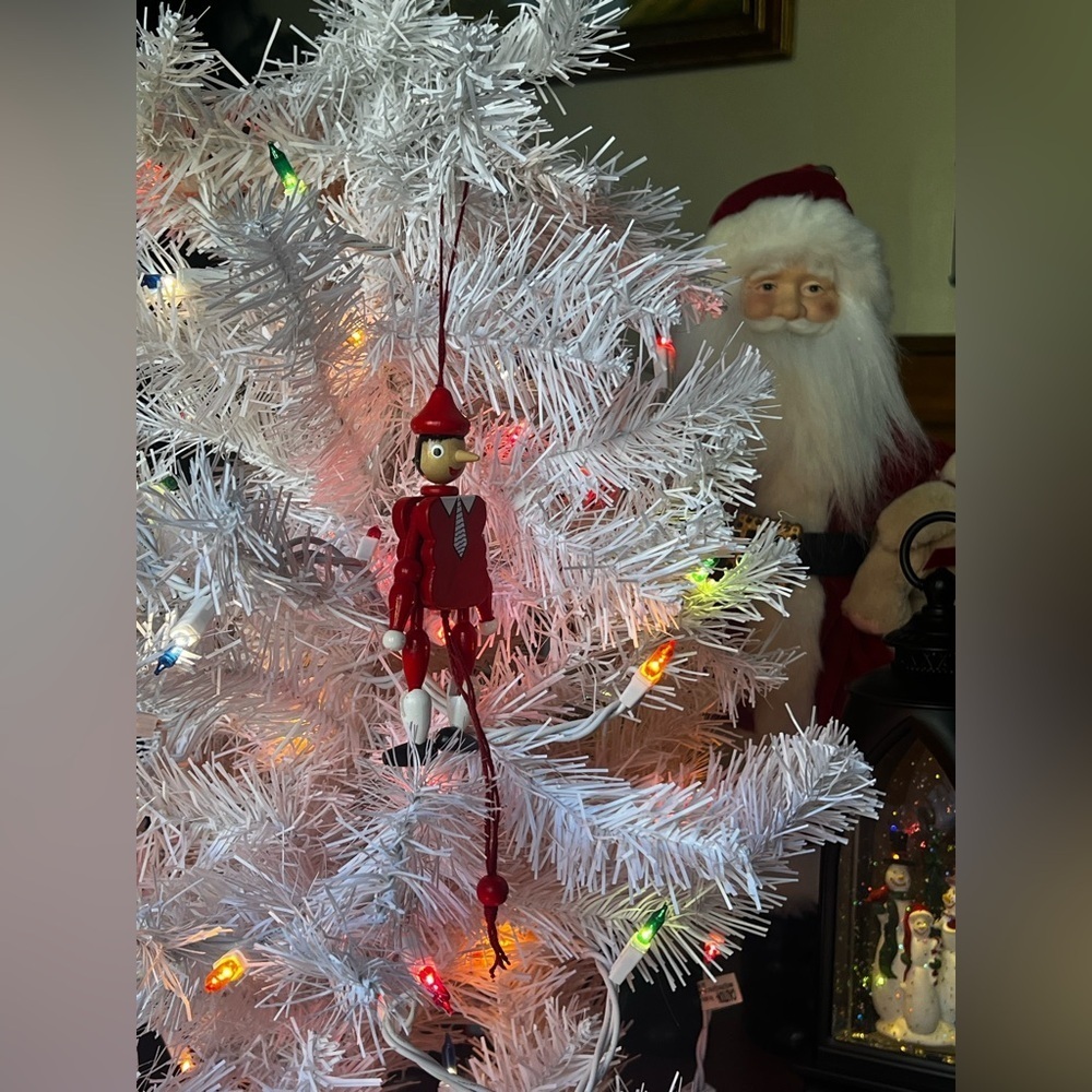 ❤️Rare Vintage 1964 Pinocchio Solid Wood Christmas Ornament